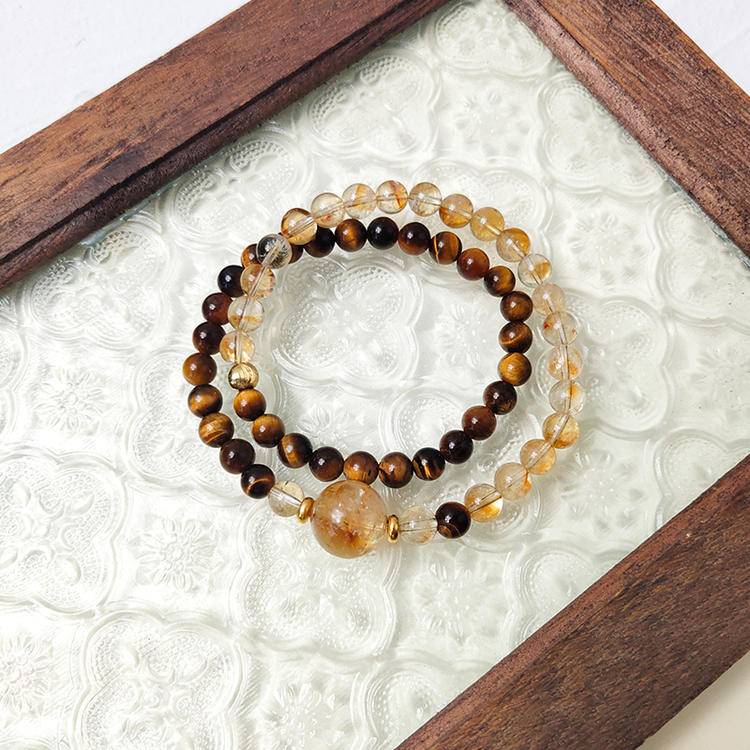 Tiger eye and citrine tower protection bracelet promoting energy, balance, and positive intentions.